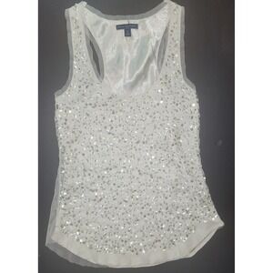 American Eagle Outfitters White Sequin Tank Top Sleeveless y2k Casual vintage 0